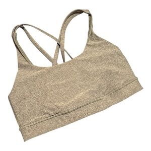 Lululemon Energy Bra Heathered Slate Grey Size 4 Medium Support Strappy Back Gym